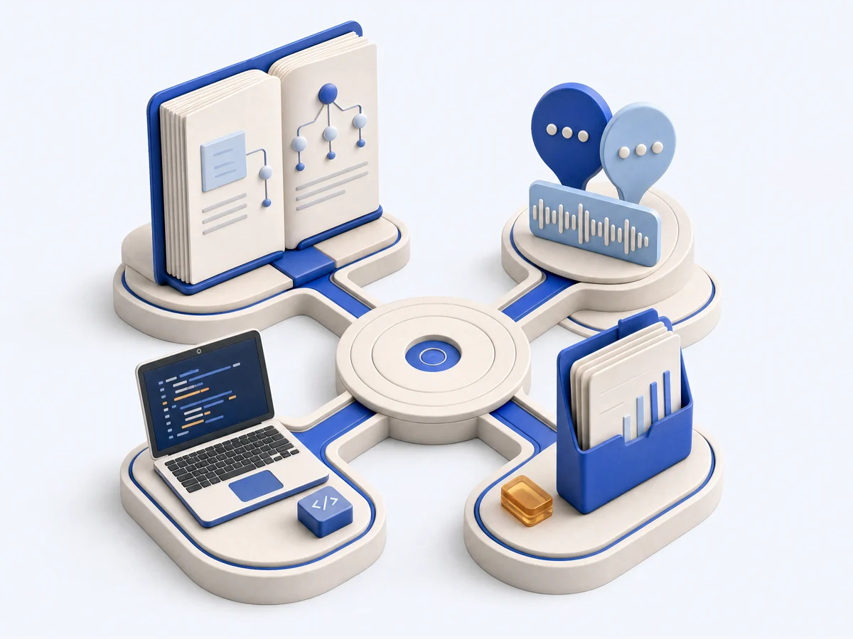 Connected learning, interview practice and assessment modules